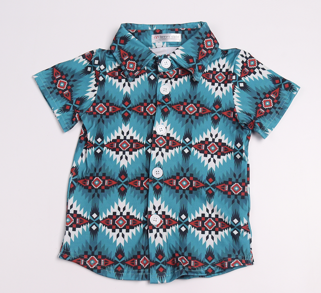 Boy's Short Sleeve Turquoise Shirt