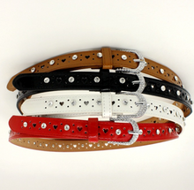 Load image into Gallery viewer, Western Cowgirl Rhinestone Studded Leather Belt
