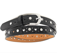 Load image into Gallery viewer, Western Cowgirl Rhinestone Studded Leather Belt
