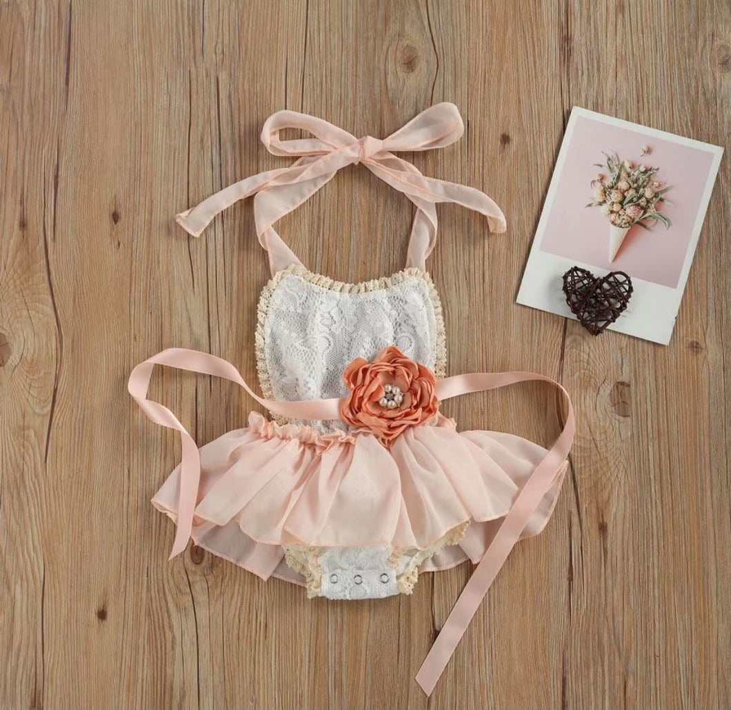 Princess Romper w/Floral Belt