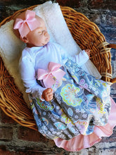 Load image into Gallery viewer, Oh Yay Paisley Layette Gown w/Ruffle and Headband
