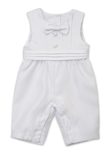 Load image into Gallery viewer, Aurora Royal Satin Tuxedo Baptism Romper
