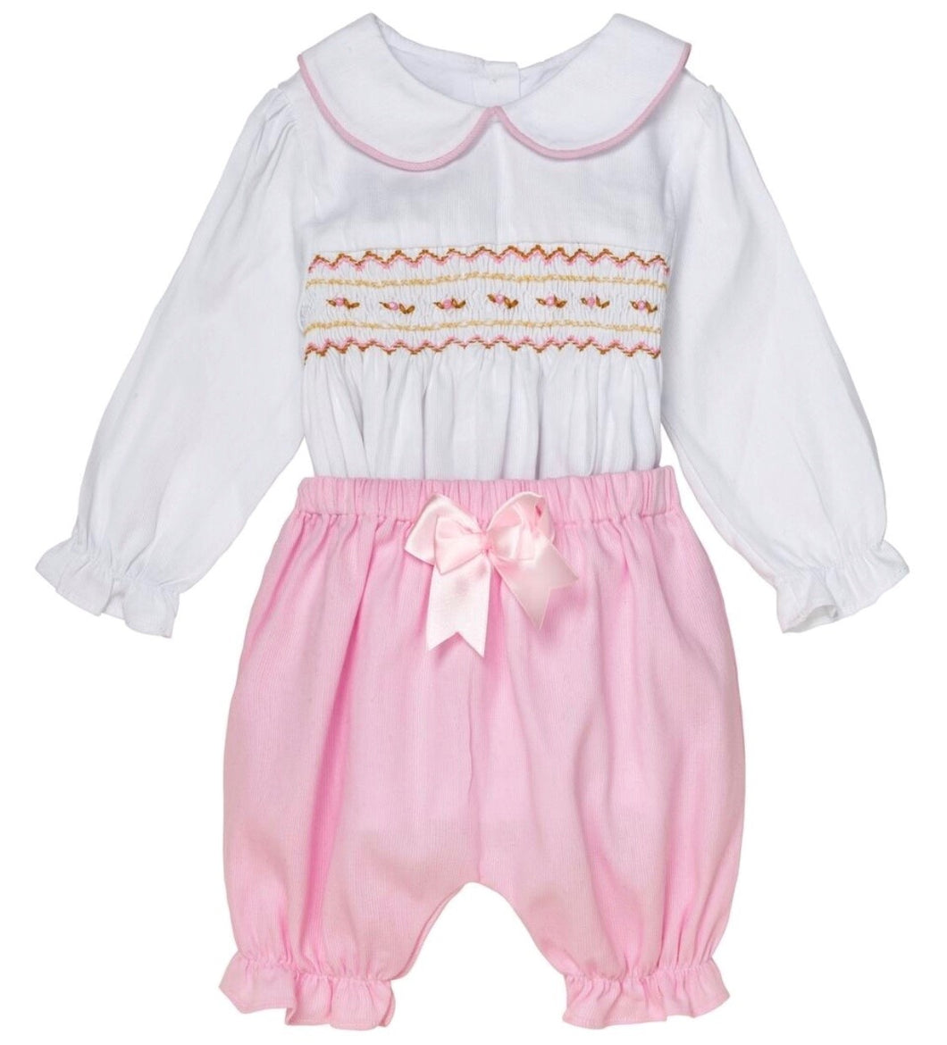 Aurora Royal ''Magda'' Hand Smocked Embroidered 2pc Outfit