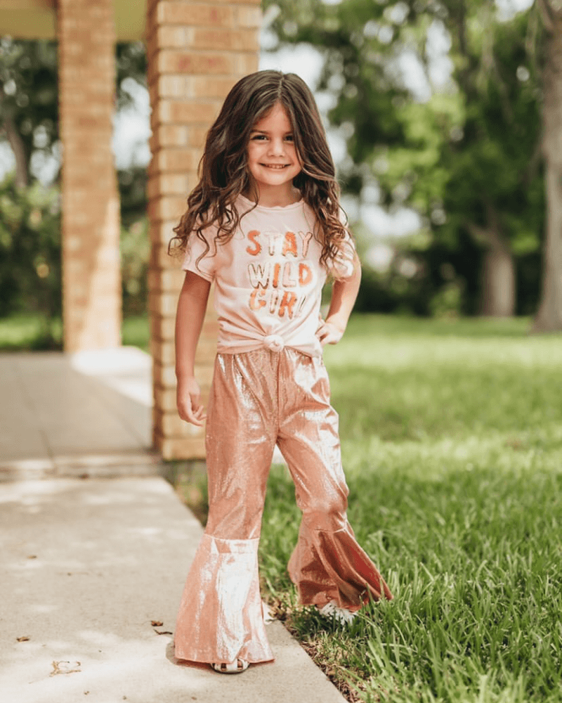 Lina Pleated Bell Bottoms Time to Shine Rose