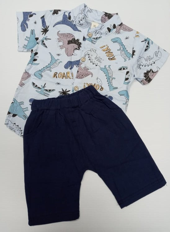 Dinosaur Short Set-Blue