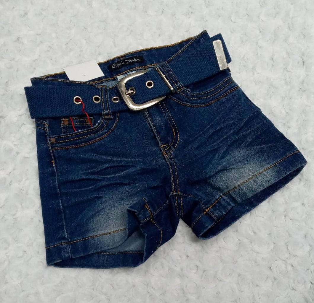 Navy Blue Denim Shorts w/Belt