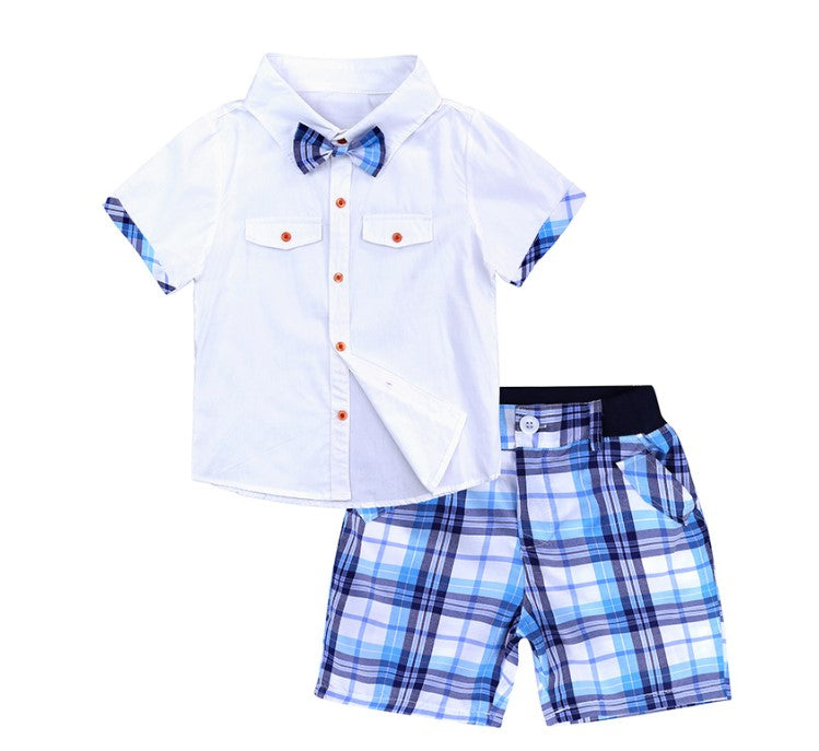 Blue Plaid Short Set-Boy