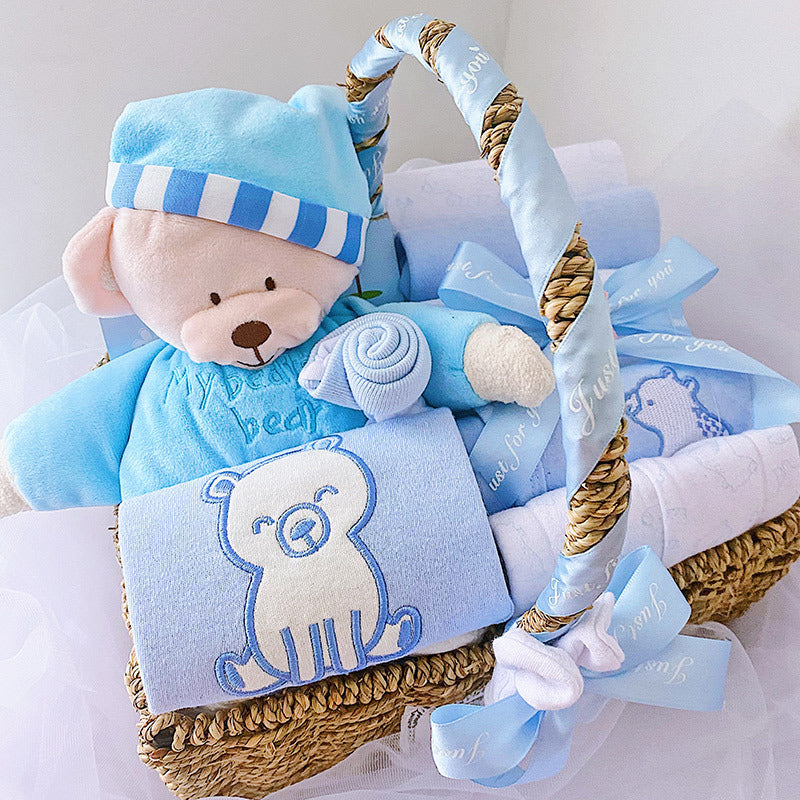 New Baby Gift Basket-Light Blue Bear