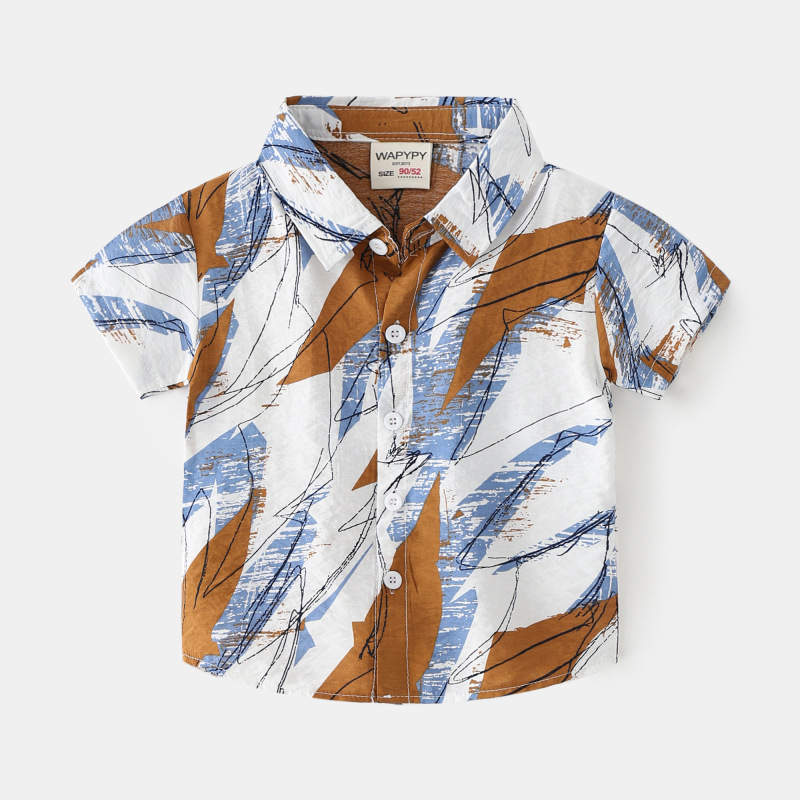 Boy's Abstract Print Short Sleeve Shirt
