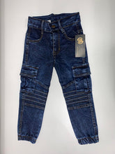 Load image into Gallery viewer, Stretch Denim Cargo Pocket Joggers Stonewash-Boy&#39;s
