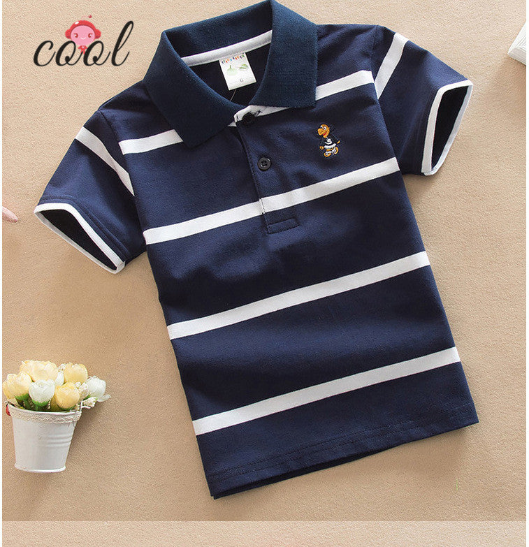 Boy's Short Sleeve Polo Shirt-Navy