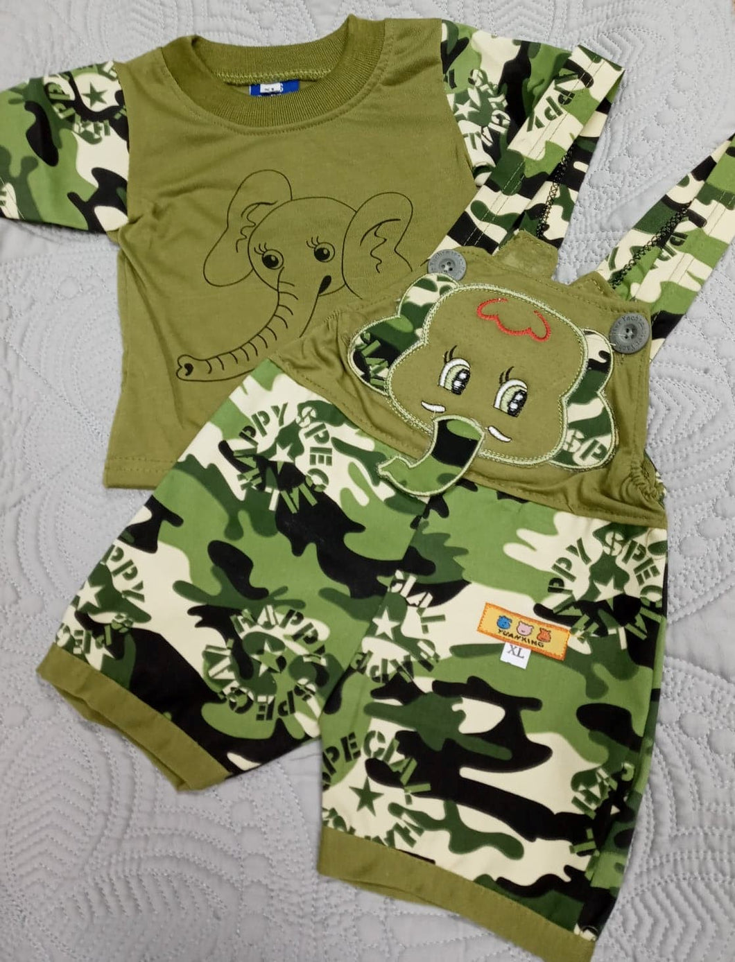 Camo Elephant 2pc Romper Set