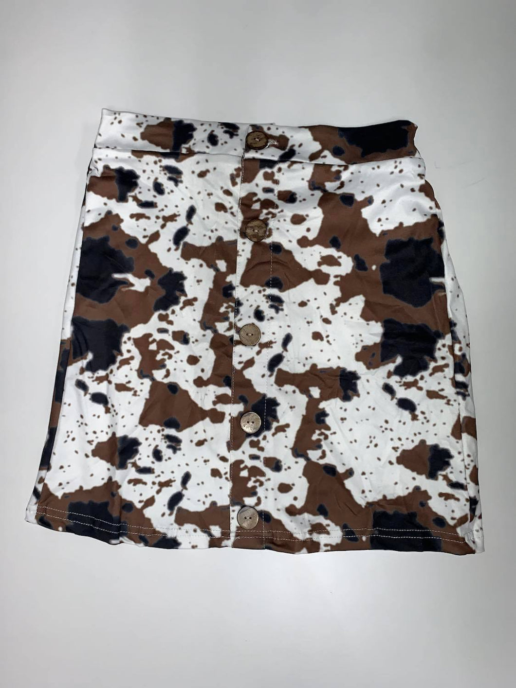 Cowprint Button Front Skirt