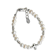Load image into Gallery viewer, Sterling Silver Freshwater Pearl Cross Baptism Bracelet
