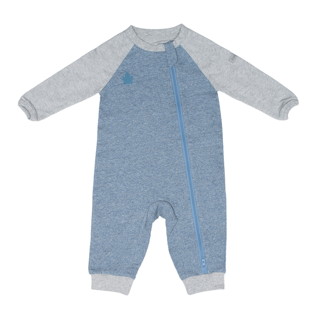 Juddlies Raglan Organic Playsuit-Denim Blue