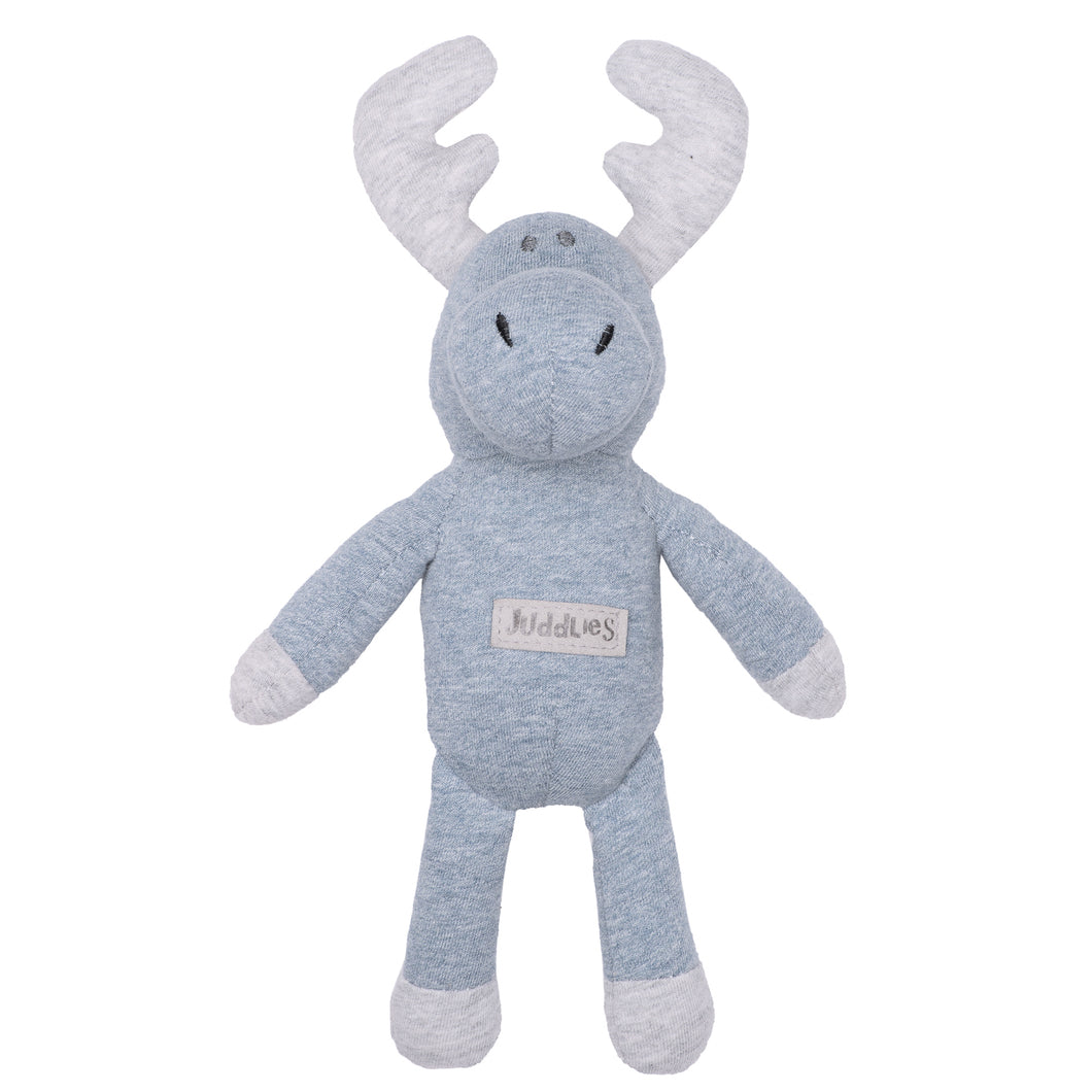 Juddlies Raglan Organic Rattle- Denim Blue Moose