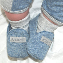 Load image into Gallery viewer, Juddlies Raglan Organic Slipper-Denim Blue 0/3m
