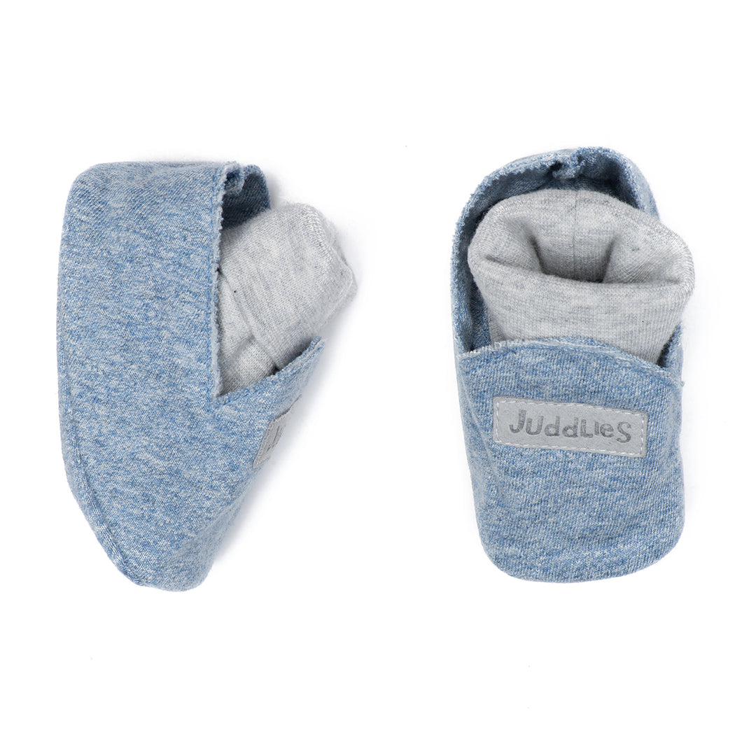 Juddlies Raglan Organic Slipper-Denim Blue 0/3m