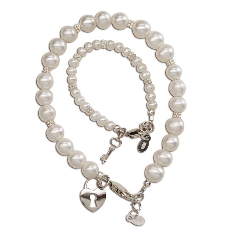 Mom & Me Freshwater Pearl Key to My Heart Bracelet Set