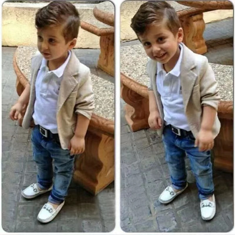 Khaki 3pc Boy's Casual Suit