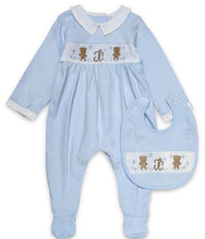 Load image into Gallery viewer, Aurora Royal&#39;&#39;Kiss-Me, Teddy&#39;&#39; Babygrow &amp; Matching Bib Set
