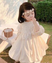 Load image into Gallery viewer, Long Sleeve Cotton Dress w/Removable Lace Bib
