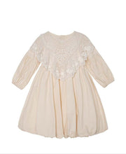 Load image into Gallery viewer, Long Sleeve Cotton Dress w/Removable Lace Bib
