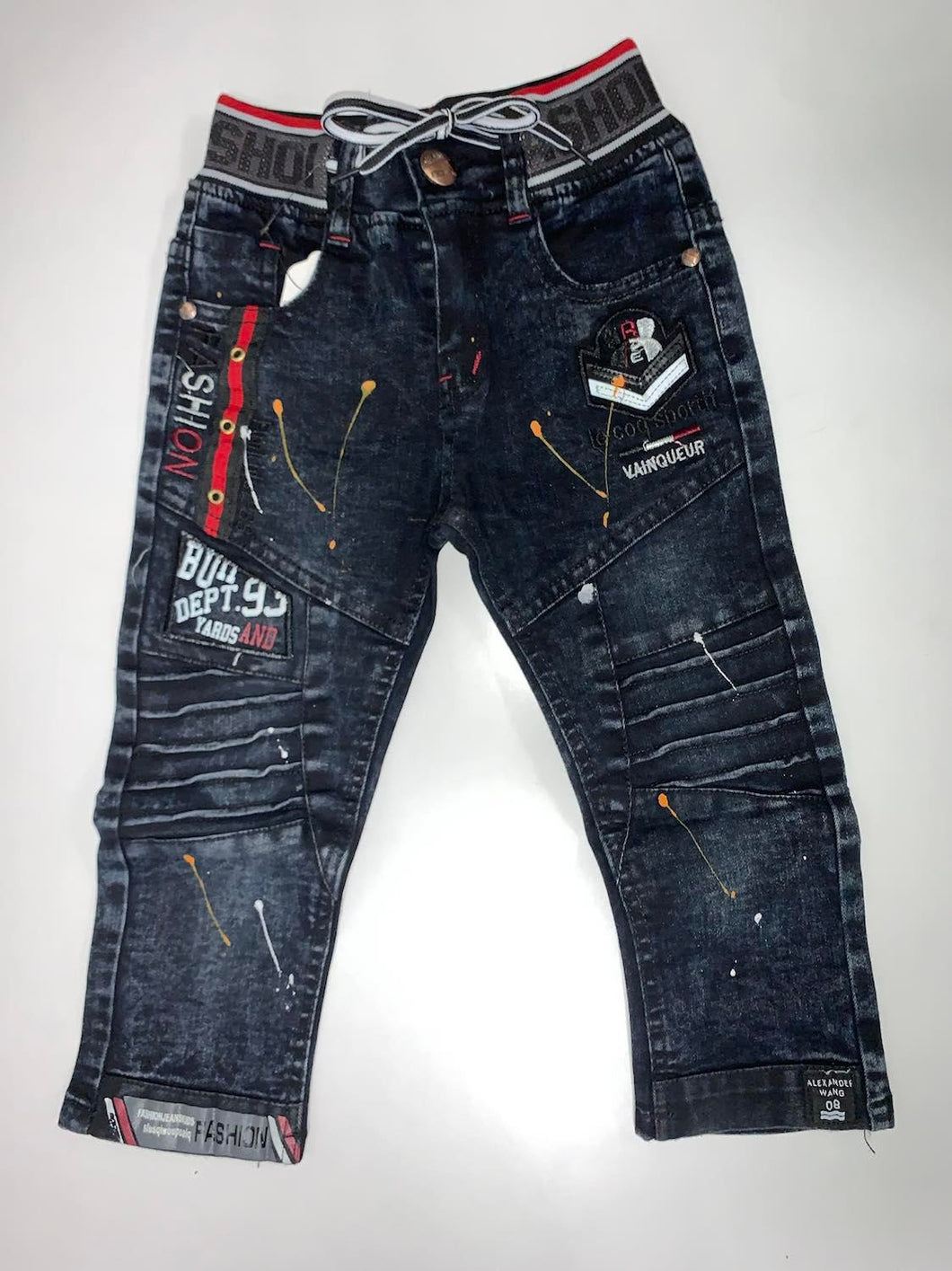 Paint Splatter Stretch Denim Jeans-Boy's