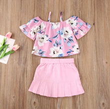 Load image into Gallery viewer, Pink Off Shoulder Floral Skirt Set
