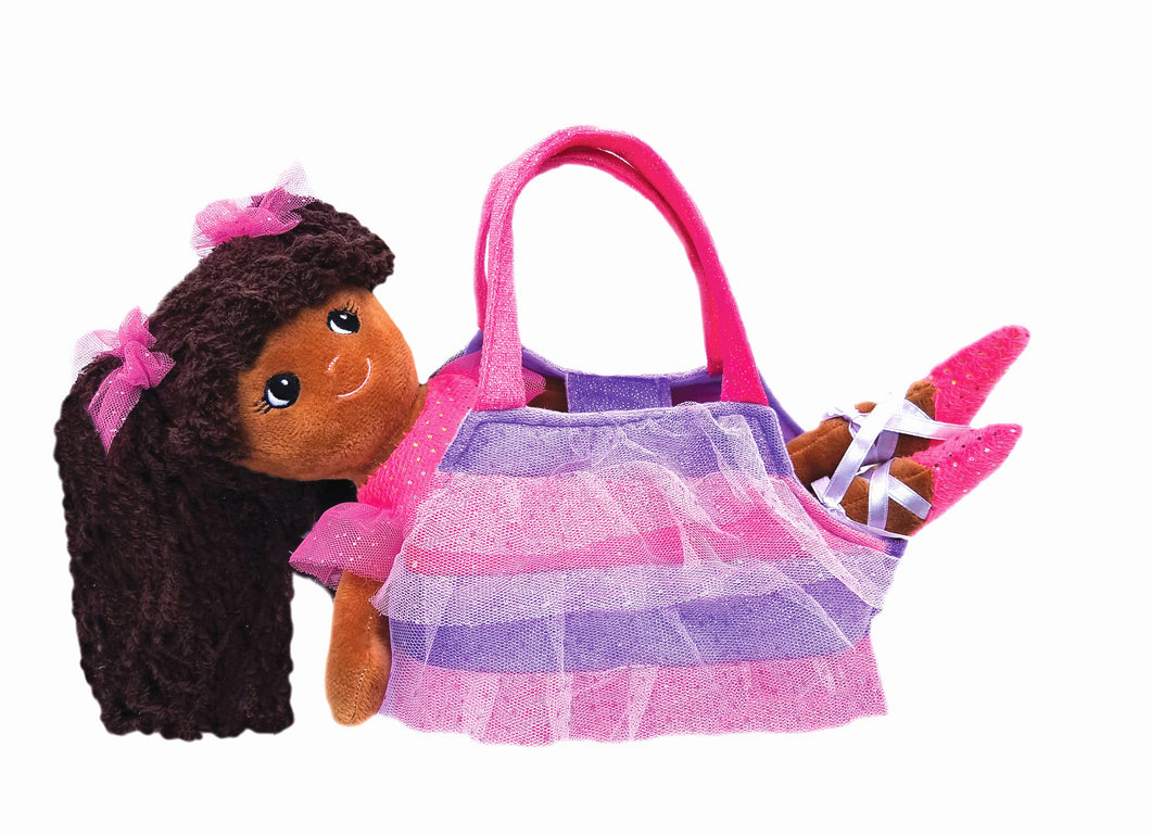 Elana Ballerina Rag Doll w/Purse-Dark Skin