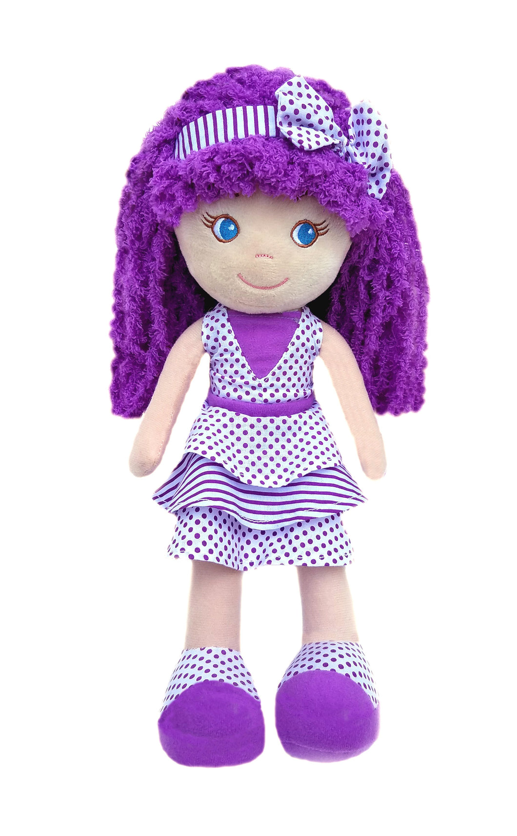 Violet Dots & Stripes Baby Rag Doll