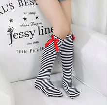 Load image into Gallery viewer, Cotton Knee Socks w/Satin Bow
