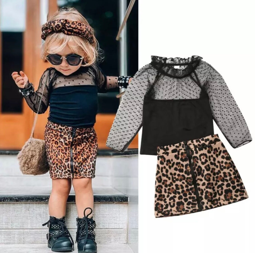 Sheer Top w/Leopard Skirt