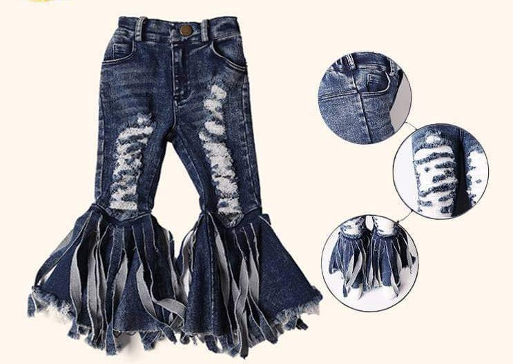 Shredded Distressed Bell Pants